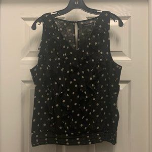 White House Black Market Polka Dot Ruffle Tank